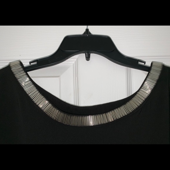 DKNYC Tops - DKNYC SILVER BEADED NECKLINE BLOUSE